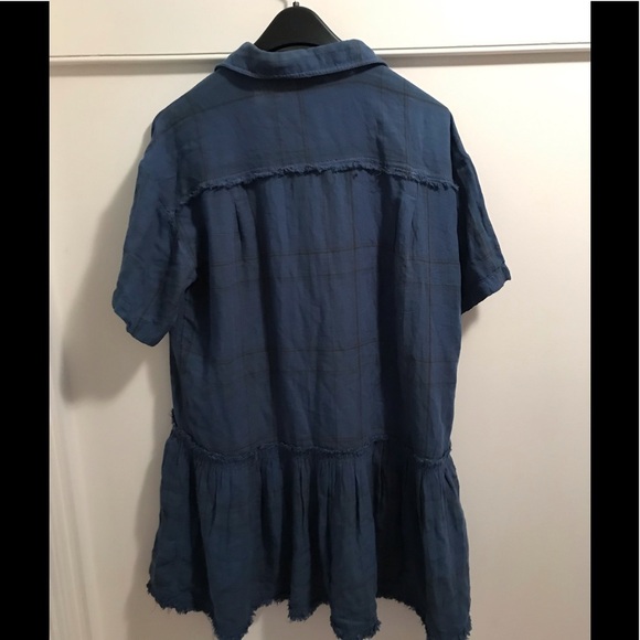 SALE NWT Free People Love Buzz Dress Med Blue Plaid - Picture 11 of 14